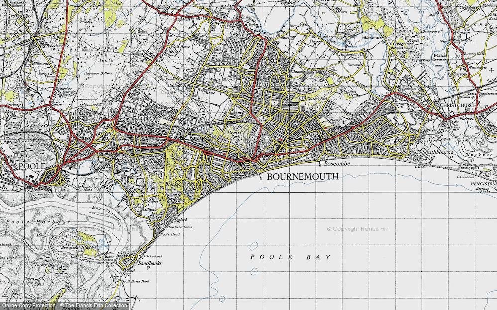 Old Map of Bournemouth, 1940 in 1940