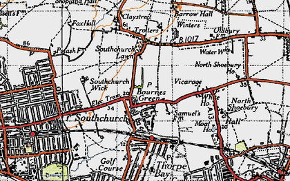 Old map of Bournes Green in 1945