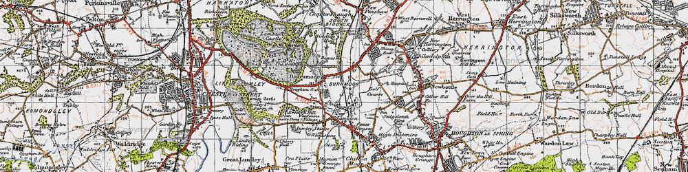 Old map of Bournmoor in 1947