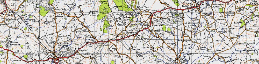 Old map of Bourton in 1945