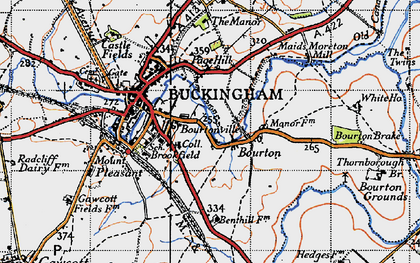 Old map of Bourton in 1946