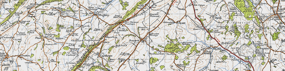 Old map of Bourton Grange in 1947