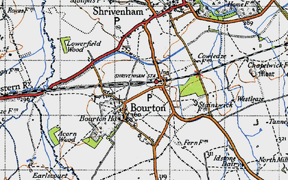 Old map of Bourton in 1947