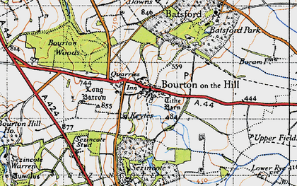 Old map of Bourton-on-the-Hill in 1946