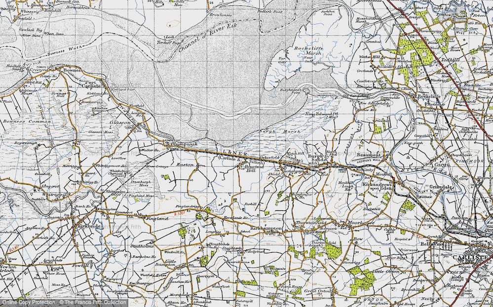 Old Map of Historic Map covering Burgh Marsh in 1947