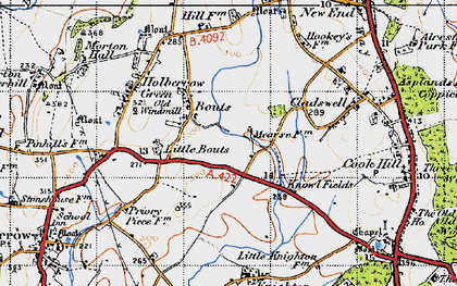 Old map of Bouts in 1947