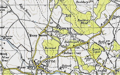 Old map of Boveridge Ho in 1940