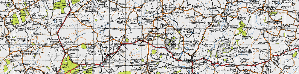 Old map of Bovinger in 1946