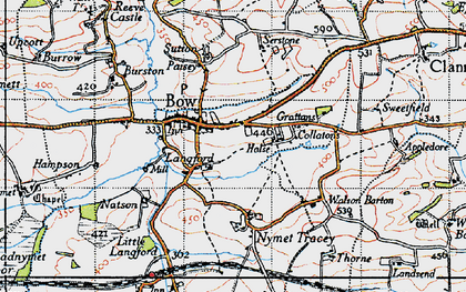 Old map of Bow in 1946