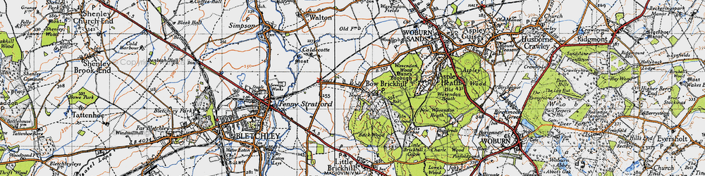 Old map of Bow Brickhill in 1946