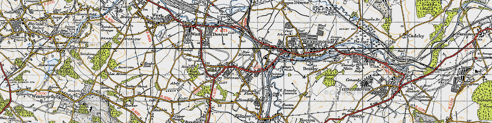Old map of Bow Broom in 1947