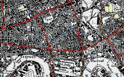 Old map of Bow Common in 1946