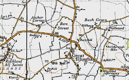 Old map of Bury Hall in 1946