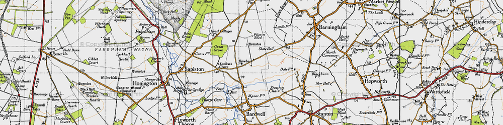 Old map of Bowbeck in 1946