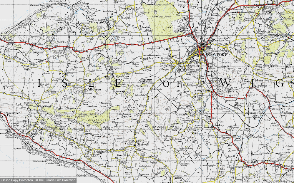 Old Map of Historic Map covering Apesdown in 1945