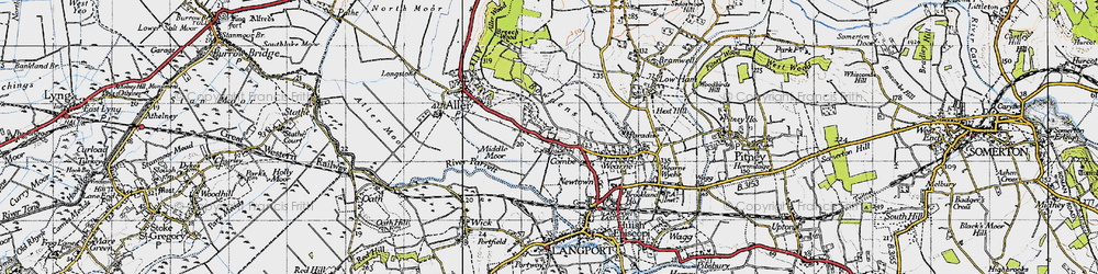 Old map of Bowdens in 1945