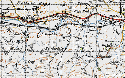 Old map of Birkgill Moss in 1947