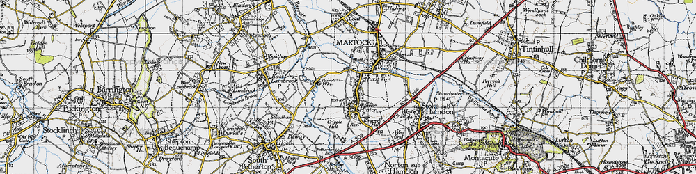 Old map of Bower Hinton in 1945