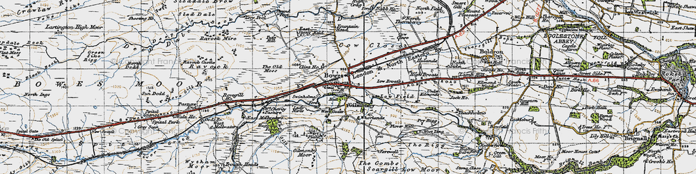 Old map of Bowes in 1947