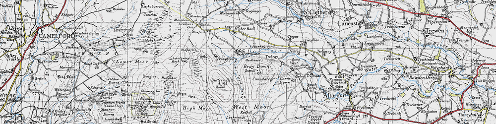 Old map of Bray Down in 1946