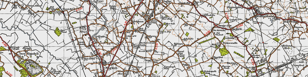 Old map of Bowker's Green in 1947