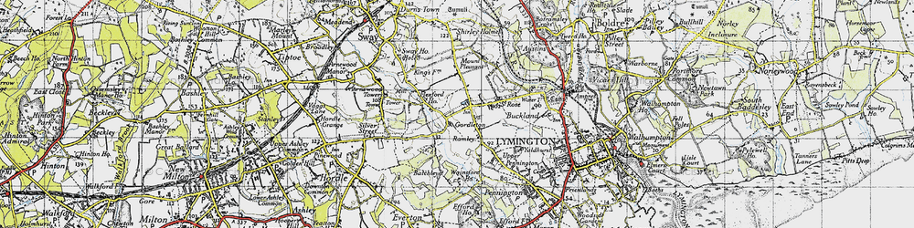 Old map of Arnewood Court in 1940