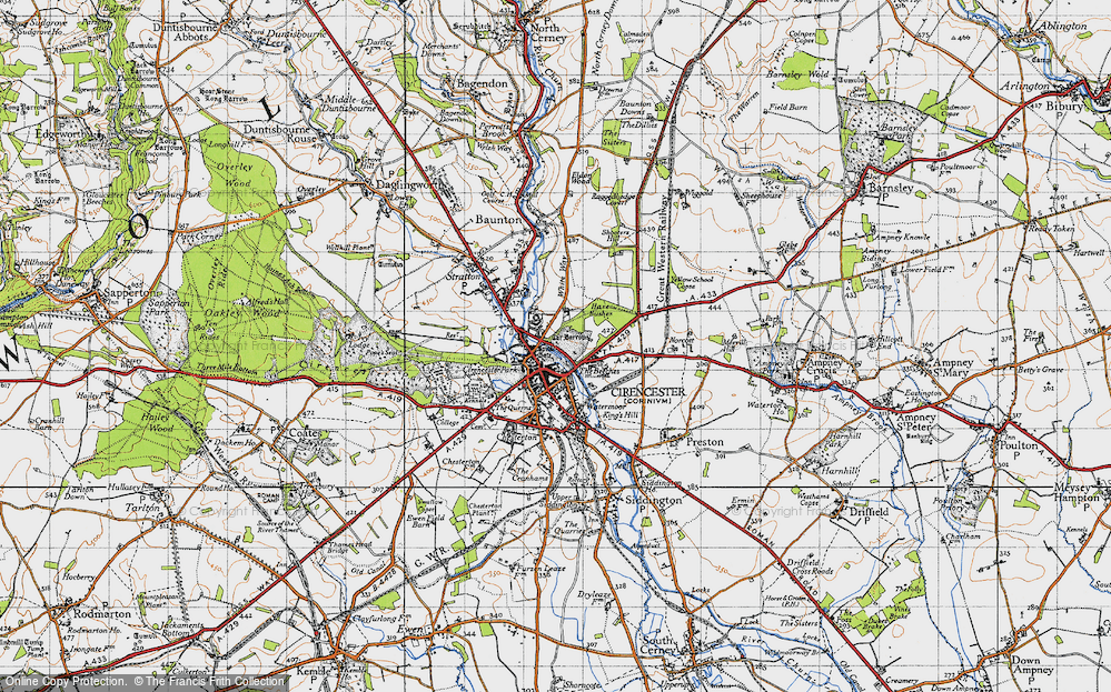Old Map of Historic Map covering Spital Gate in 1947