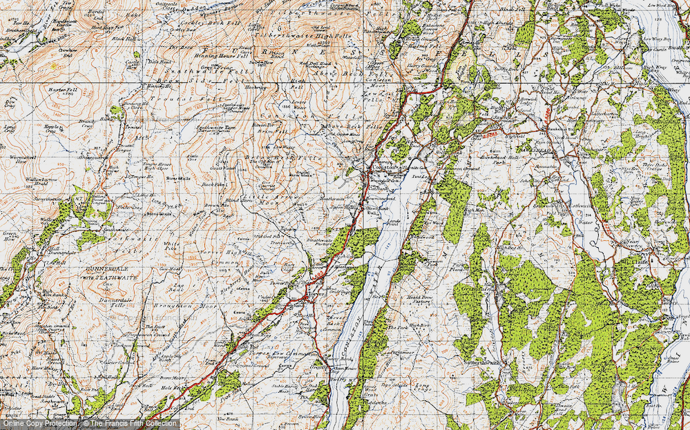Old Map of Historic Map covering Below Beck Fells in 1947