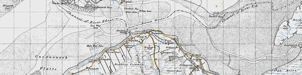 Old map of Bowness-on-Solway in 1947