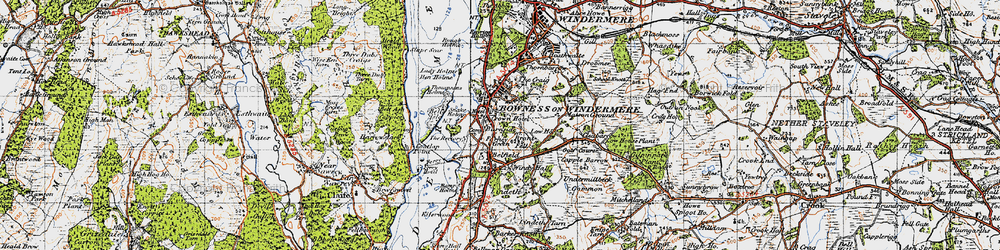 Old map of Bowness-On-Windermere in 1947