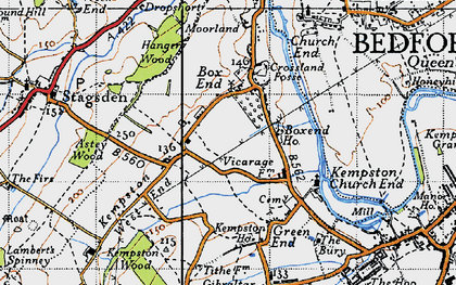 Old map of Box End in 1946