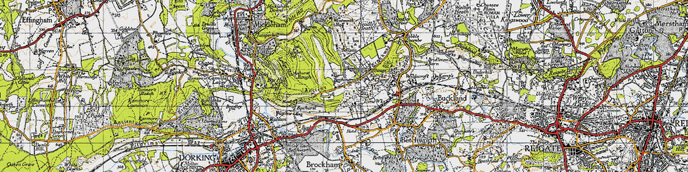 Old map of Brockham Warren in 1940