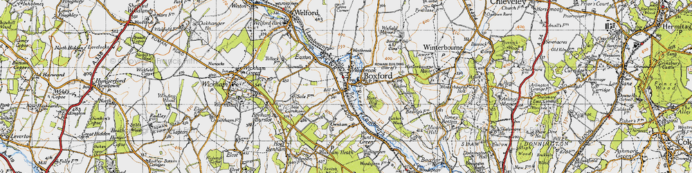 Old map of Boxford in 1945
