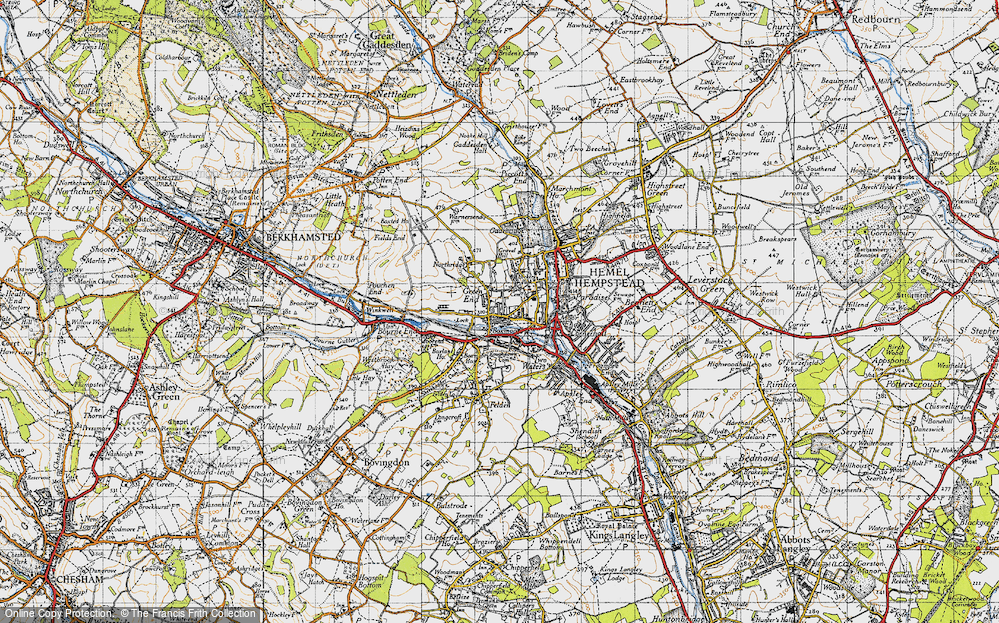 Old Map of Historic Map covering Felden in 1946
