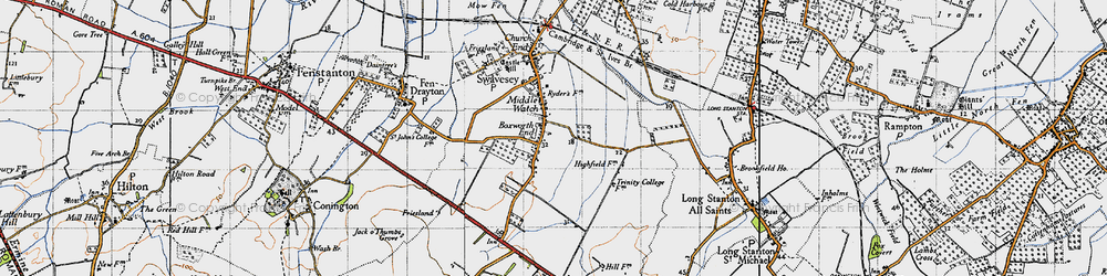 Old map of Boxworth End in 1946