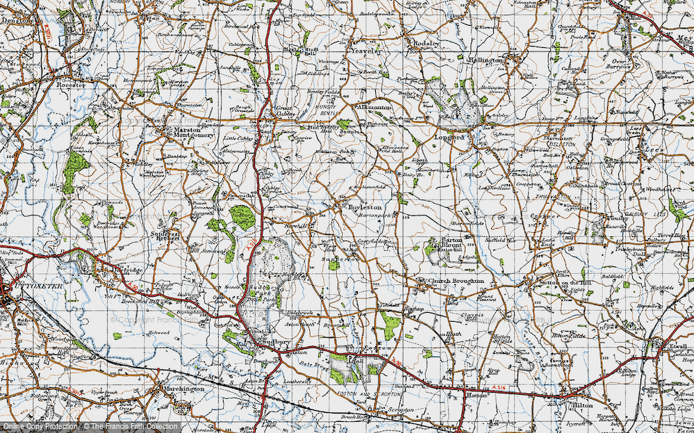 Old Map of Boylestone, 1946 in 1946