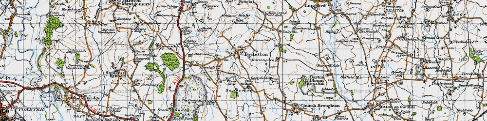 Old map of Boylestone in 1946
