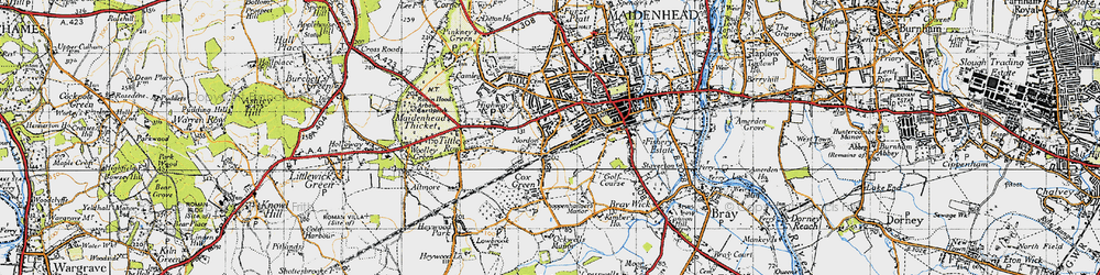 Old map of Boyn Hill in 1947
