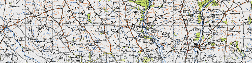 Old map of Boyton in 1946