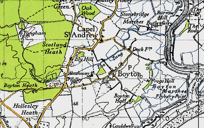 Old map of Boyton in 1946
