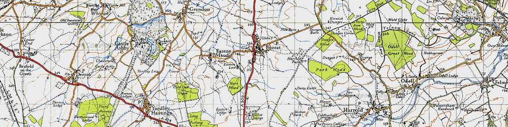 Old map of Bozeat Grange in 1946