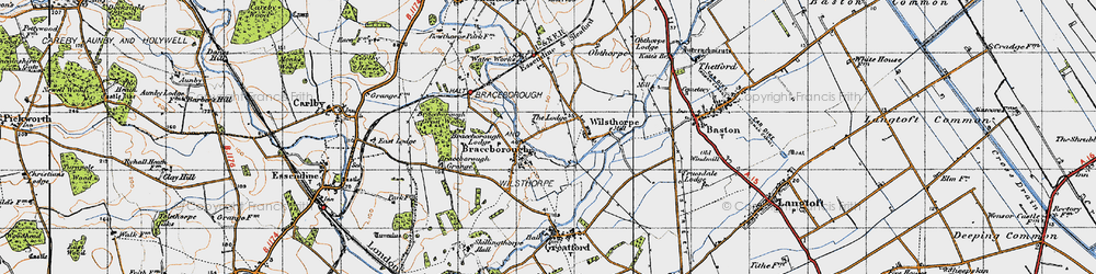 Old map of Braceborough in 1946