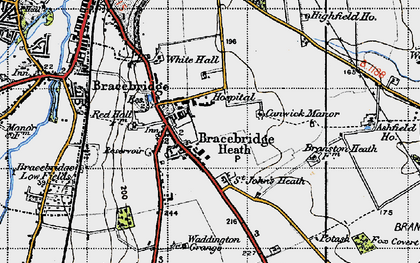 Old map of Bracebridge Heath in 1947