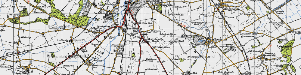 Old map of Bracebridge Heath in 1947