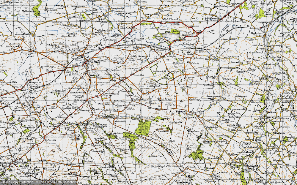 Old Map of Historic Map covering Warblebank in 1947