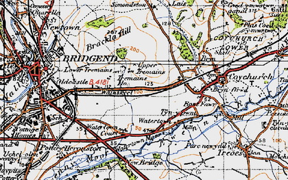 Old map of Brackla in 1947