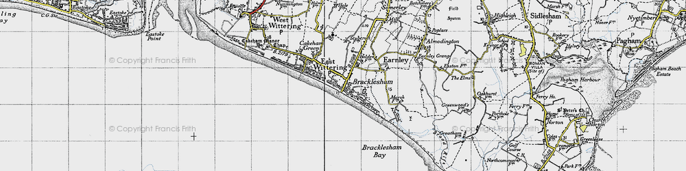 Old map of Bracklesham in 1945