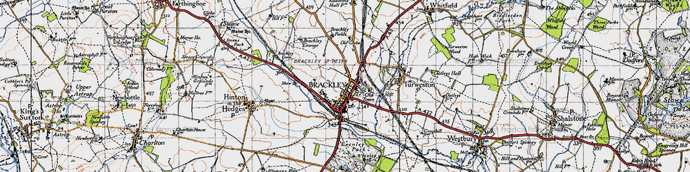 Old map of Brackley Grange in 1946