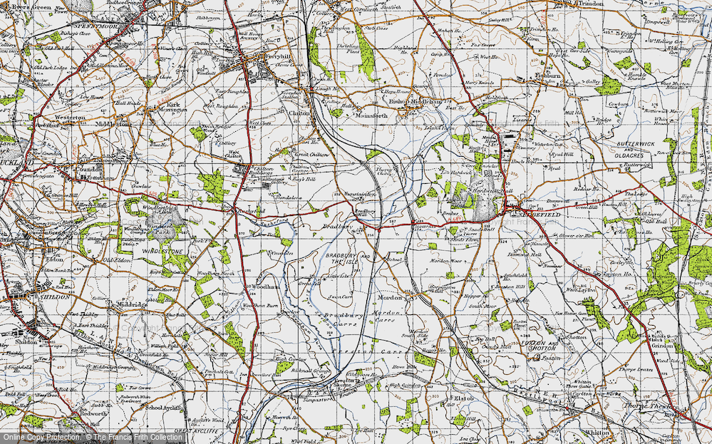 Old Map of Bradbury, 1947 in 1947