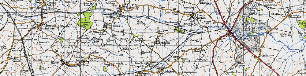 Old map of Bradden in 1946